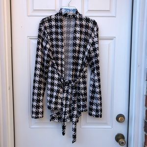 Houndstooth Open Cardigan